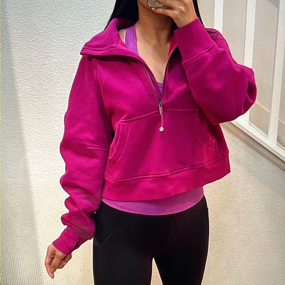 lululemon athletica Sweaters - Lululemon Scuba Half Zip Ripened Raspberry XS/S